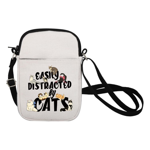 Cat Crossbody Bag Easily Distracted By Cats Crossbody Purse Canvas