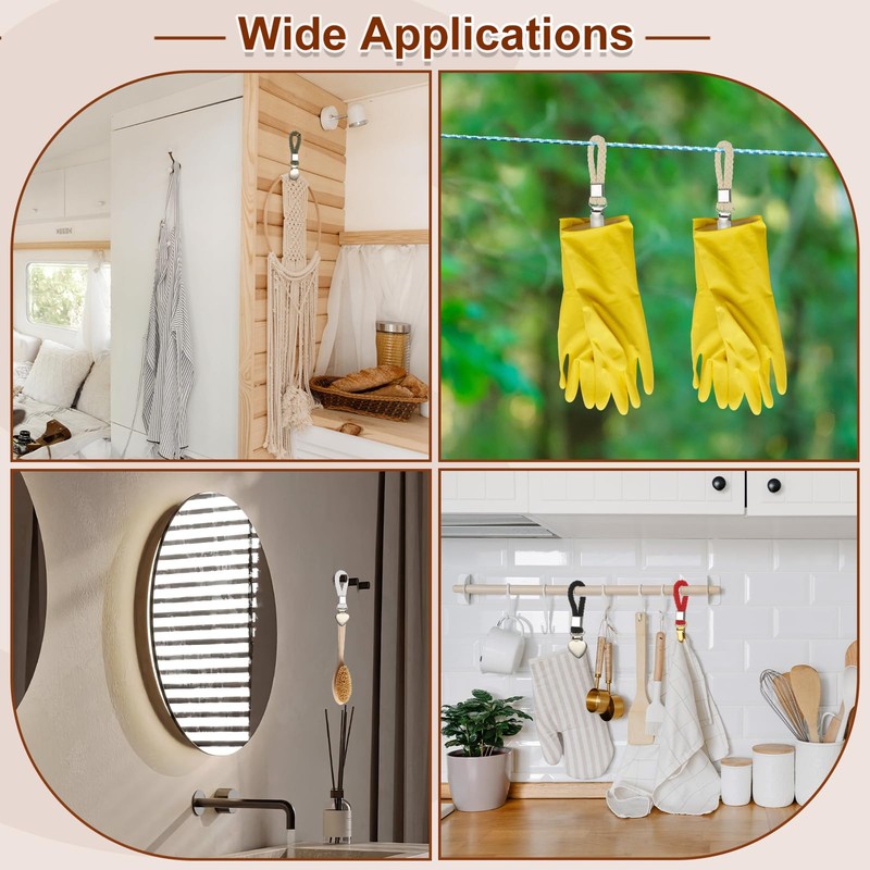 PATIKIL 5 Pcs Hanging Tea Towel Clips, 0.9" Width Braided