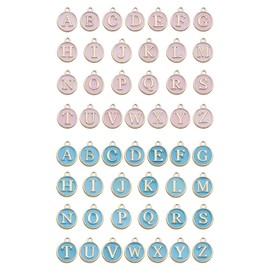 HugeDE 52 Pcs 12mm Metal Letter Charms Small Initial Charms A-Z Pendants Decorative Alphabet Charms Round Bracelet Making Charms Pink Blue