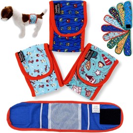 Pack of 3 Dog Belly Band Puppy Diapers Male Boy Belly Wrap Reusable Washable for Small Dog Breeds (XS: Waist 10" - 12", Orange Trim)