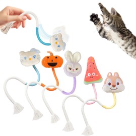sanyuexiaozai Catnip Toy Bite Rope Interactive Cat Toy for Indoor Cats Sisal Rope Cat Toys Cat Chew Toy Adult cat Kitten teeth cleaning Cat Chew Cat Nip Toy Cotton Rope（5-Pack）