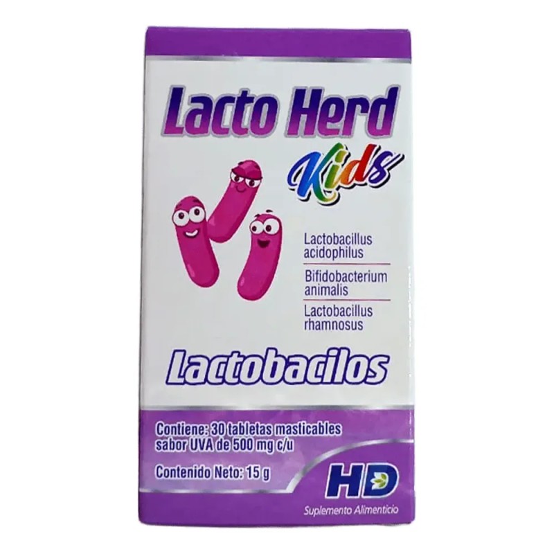 Lactobacilos Niños C/30 Tabs Mast Sabor Uva Lacto Herd Kids