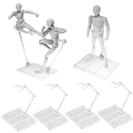 LUCKYBEE Set of 6 Plastic Model Stands, Figures, Pedestal, 1/144 Scale, Polycarbonate, 180 Degree Movement, Display Stand, Model, Doll, Stand, Display (Transparent)