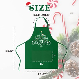 Saukore Funny Christmas Baking Apron for Women Men Adjustable Kitchen Cooking Aprons with 2 Pockets Cute Xmas Apron Gifts for Bakers Mom Wife Husband Girlfriend