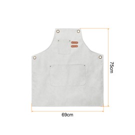 HARFINGTON Canvas Chef Aprons 75x69cm Adjustable Strap Cross Back Kitchen Cooking Apron with 3 Pockets for Men Women Chef, Beige