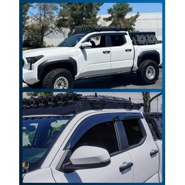 CXZHAZD Shatterproof Tape-On Window Rain Guards for Toyota Tacoma 2024-2025 Double Cab, Out-Channel Window Deflectors, Vent Window Visors, Vent Deflector for Cars, Car Accessories, 4 pcs