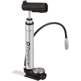 Panaracer BMP-N21AGF2-S Air Pump Variable Mini Floor Pump US Style Presta Compatible Base Foot Step Bracket for Bottle Base with English Clip Silver