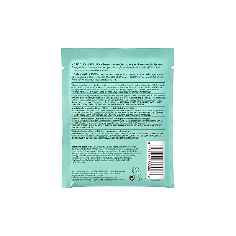 Hask Monoi Coconut Oil Nourishing Deep Conditioning Treatment Packet, 1.75