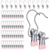 50PCS Space-Saving Clothespin, Portable 360° Rotating Stainless Steel Hanging Hook