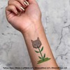 4 x 'Wolf Head Flower' Temporary Tattoos - Water Resistant,