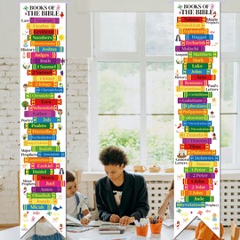 61 Inch Books of the Bible Banners Posters Fruit of The Spirit Banners Ten Commandments Bible Classroom Decorations Religious Christian Scripture Porch Sign for Sunday School Home Church Playroom (classical)