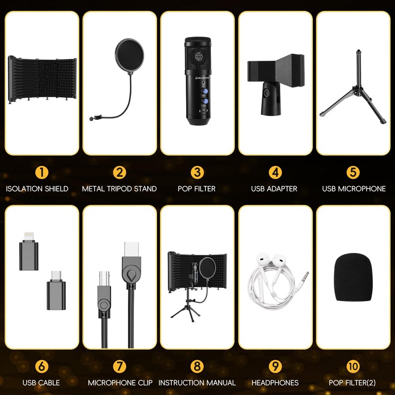 Dejasound Upgraded Studio Recording Microphone with Isolation Shield & Pop