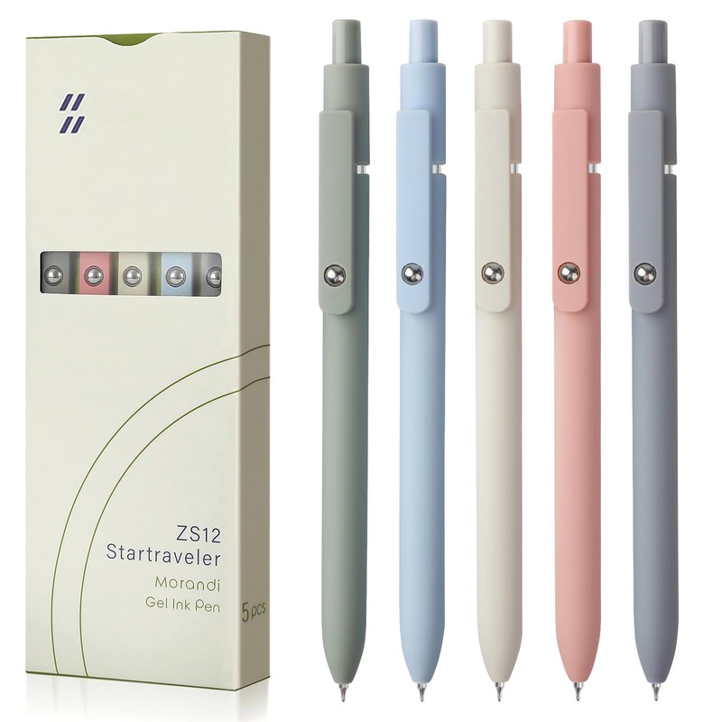 FIOVER 5pcs Gel Pens Quick Dry Ink Pens Fine Point