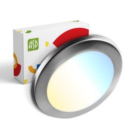 ASD 1 Pack LED Disk Lights 6 Inch, 15W 5CCT 2700K-5000K 1245LM CRI90+, Dimmable Flush Mount Ceiling Light Fixture, Low Profile Surface Mount Disc Lights, Junction Box or Recessed Can Install, UL