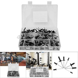 Kit surtido de remaches ciegos de alta resistencia – 200 remaches negros de cabeza redonda, 8 tamaños (3/32″ a 1/4″), ideal para reparación de maquinaria, electrodomésticos y estructuras metálicas
