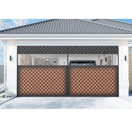 Car Garage Door Insulation Kit Fits 8x7 FT - Magnetic Thermal Insulated Door Curtains for Winter with Clear Window, Garage Door Cover Blanket Panels Screen for 1 Car Garages- Black