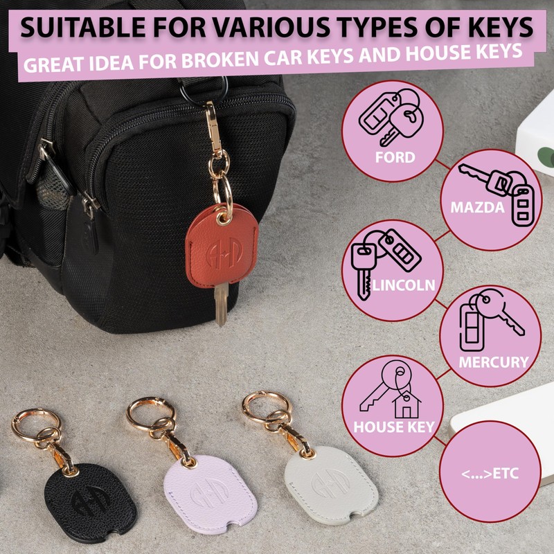 ANHBKAR Leather Keys Sleeve for Broken Car Key Loop Replacement