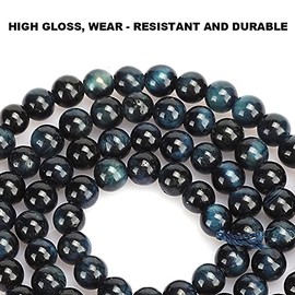 Cuentas de Preciosa Piedra Natural, Cuentas de Ojo de Tigre Negro Azul Cuentas Redondas Sueltas Piedra de Energía de Cristal para la Fabricación de Pulseras (4 mm/92 pcs)