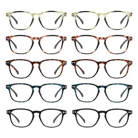 BLUELESS Square Reading Glasses for Women 10-pack Vintage Readers +2.00
