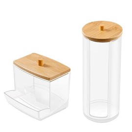Hsthe Sea 1 Set Dressing Table Organiser Cotton Bud Holder Cotton Pad Holder Clear Acrylic Storage Box for Storage Ear Bud Cotton Pad Q-tip Cotton Swab Cotton Balls
