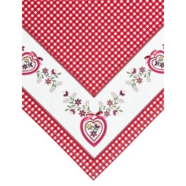 NEO-24 Table / Centre Blanket Country House 75 x 75 cm - Easy-Care Blanket in Country House Style Gingham Check Heart Red