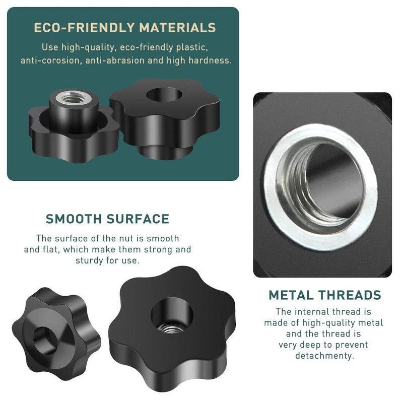 BOUMVID Star Grip Nut M12 Pack of 6, Wing Nut