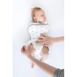 Amazing Baby Transitional Swaddle Sack with Arms Up Half-Length Sleeves and Mitten Cuffs, Medium, 3-6 Months, 14-21 lbs, Tiny Bears, Sterling (Arms Up Swaddle, Transition Swaddle Sleep Sack)
