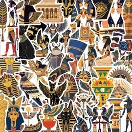 Egyptian History Art Stickers – 50pcs Waterproof Vinyl Ancient Egypt Civilizations Pharaohs Pyramid Sphinx Decals for Scrapbooking, Laptops, Water Bottles, Educational Projects