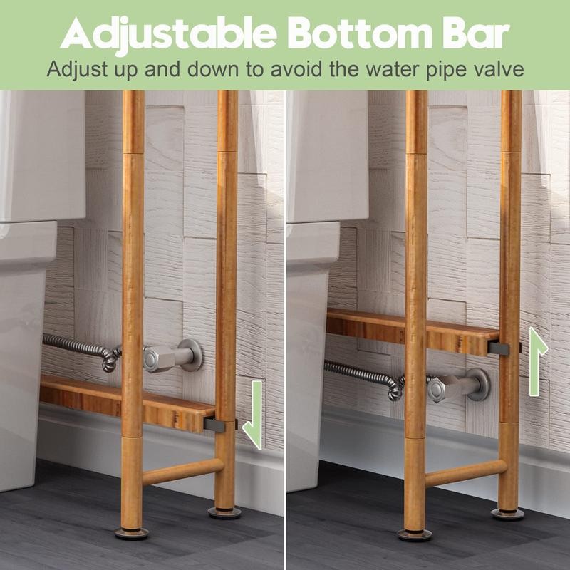 AmazerBath Bamboo Over Toilet Storage Shelf - 3-Tier Freestanding Rack,