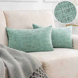 Home Brilliant Oblong Cushion Cover 12x20 Plush Velvet Supersoft Chenille Cushions Decorative Pillowcases for Couch Sofa Living Room, Pack of 2, 30x50 cm, Teal