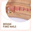 Short Press on Toenails French Tip Fake Toenails with Gold