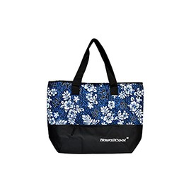 Hawaiian Print Large Insulated Cooler Tote Bag 245 (Honu Lauhala - Navy)
