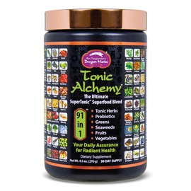 Dragon Herbs Tonic Alchemy Superfood Greens Powder with 91 Ingredients: Tonic Herbs, Ashwagandha, Mushrooms, Probiotics, Super Greens, Seaweeds, Fruits, Vegetables, Spirulina - 30 Servings
