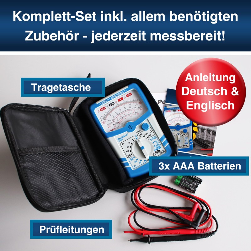 PeakTech 3385 Multimeter Analogue - Meter with Voltmeter, Ammeter, Continuity