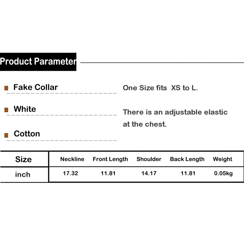 SUZALA Womens Half-Shirt Dickey Collar, Detachable Fake Collars, White, One