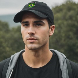 ALLNTRENDS Brazil Flag Soccer Cap Pride Nation Flag Dad Hat Embroidery Countries Hats (Navy Blue)