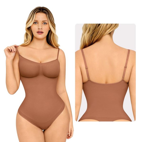 FeelinGirl Seamless Covered Bust Jumpsuit Thong Bodysuit Fit Comfort Slimming