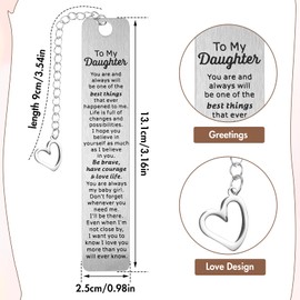 Gjinxi Inspirational Bookmark for Daughter and Stepdaughter, to My Daughter Birthday Gift for Teen Girls, Daughter Gift from Mom Dad, Graduation Christmas Back to School Gift for Kid Book Lovers Women