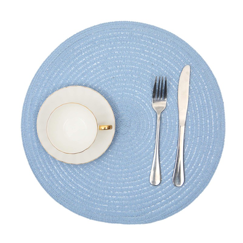 SHACOS Round Braided Placemats Set of 4 Washable 15 inch