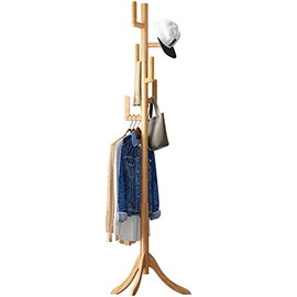 Coat Rack Freestanding, Bamboo Cactus Coat Tree, Adjustable Height Wooden Coat Stand with 6 Hooks, kids coat rack, Used In The Bedroom Living Room, Office To Hang Clothes, Hats, Bags