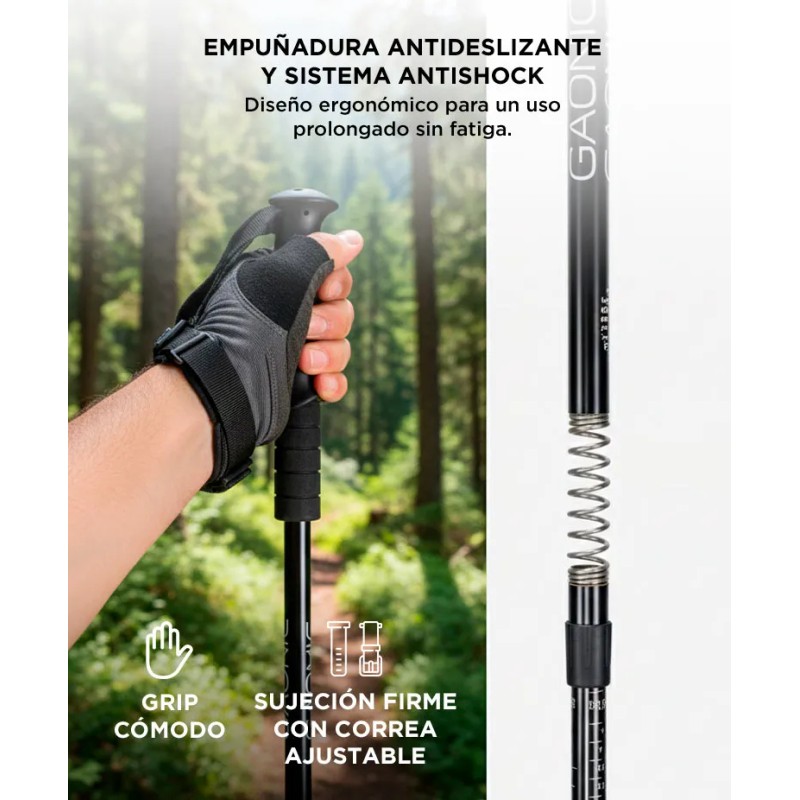 Dos Bastones de Senderismo Gadnic Especial Trekking Antishock Color Negro