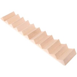 Miniature Stairs 1:12 Scale Dollhouse Furniture Wooden Handrail DIY Unpainted Staircase Dollhouse Accessories Pre-Assembled Steps Model (No-Handrail)