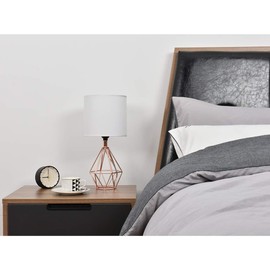 COTULIN Table Lamp,Modern Desk Lamp with TC Fabric Shade and Hollowed Out Metal Base for Living Room Bedroom,Rose Gold