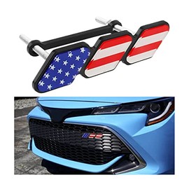 Blilo Tri-Color Grille Badge Emblem Decoration, American Flag Car Truck Label, Vehicles Slotted Grille or Other Mesh Badge Logo Decoration Accessories Universal for Most Cars (Red)
