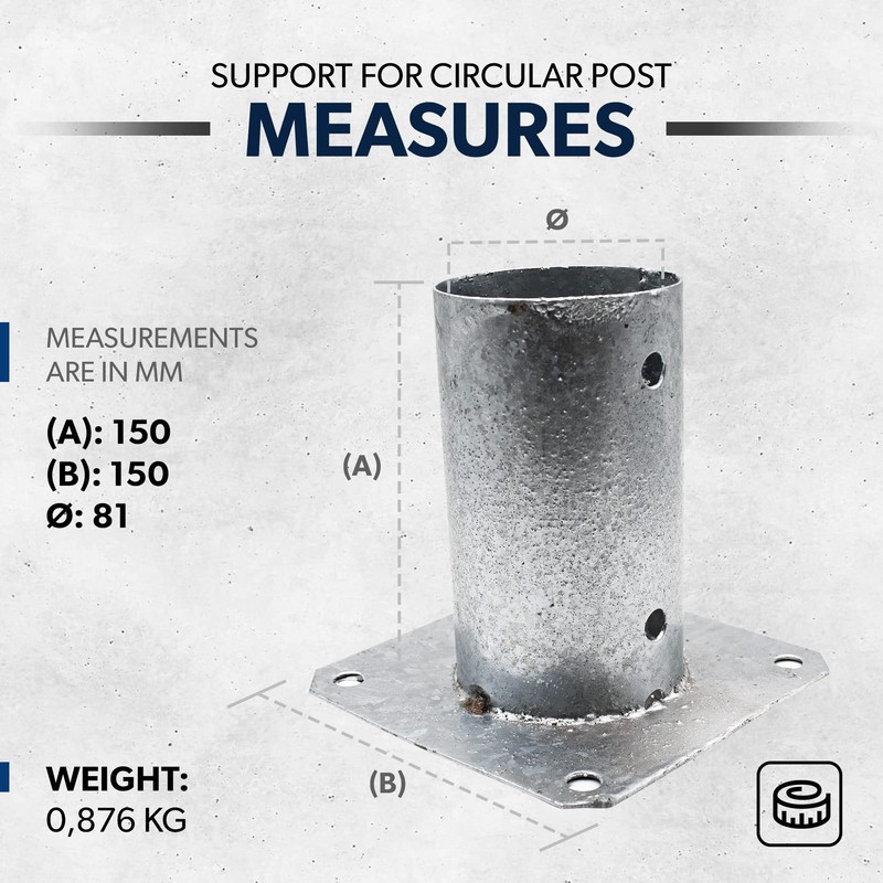 DOJA Barcelona Round Post Holder, 81mm x 150mm x 150mm,