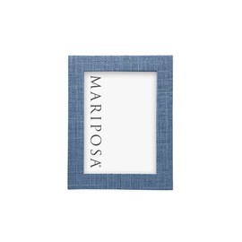 HEATHER BLUE FAUX GRASSCLOTH 5x7 FRAME |BLUE | TEXTILE | FRAMES | DECORATIVE PHOTO FRAMES | VINYL | HANDMADE IN MEXICO