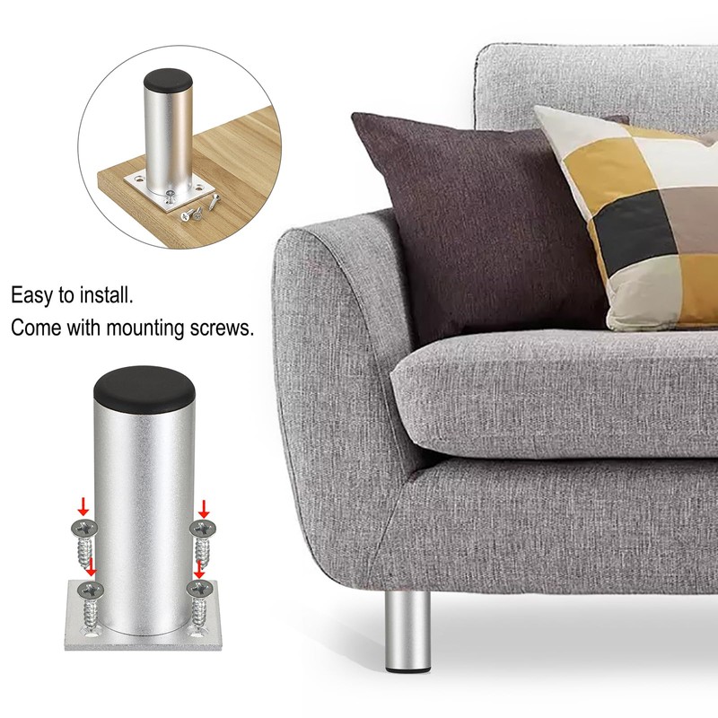 BSTKEY 4Pcs 4 Inch Aluminum Alloy Furniture Cabinet Legs -