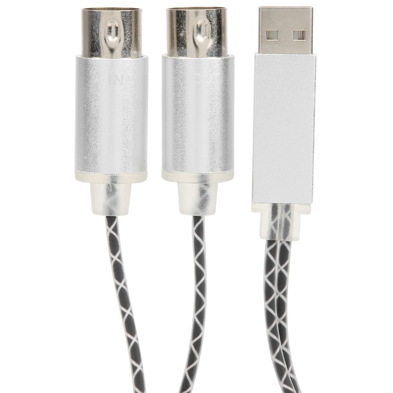 70.9in MIDI Cable to USB IN-OUT Converter Cable with Indicator
