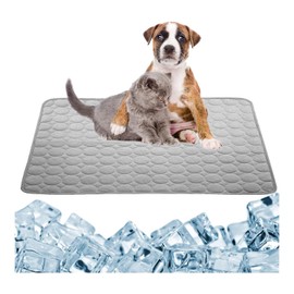 Dog Cooling Mat, Self-Cooling Ice Silk Cooling Mat for Dogs, Summer Cooling Mat, Washable Portable and No Gel Pet Soft Pad (Grey)