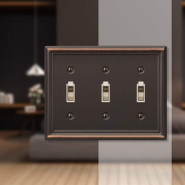 Amerelle 149TTTDB Chelsea Wallplate, 3 Toggle, Aged Bronze
